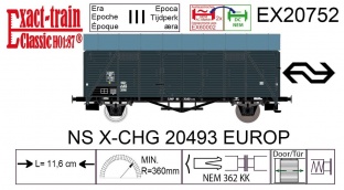Exact-Train EX20752 - Gedeckter Gterwagen 'Bremen', NS, Ep.III