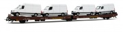 Rivarossi HR6501 Transwaggon, 3-achs. Tiefladewagen Laads, in brauner Lackierung, beladen mit Kleint