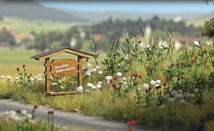 Busch 1144  Ortseingangschild aus Holz H0