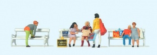 Preiser 10738 Einkaufende auf der Parkbank 1:87