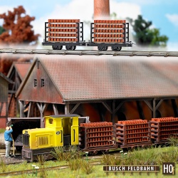 Busch 12203 Zwei Ziegeltransportwagen Feldbahnwagen