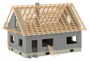 Faller 130658 Haus im Bau mit Kran H0