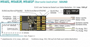 Zimo MS481R Variante des MS481, 8-pol Schnittstelle NEM652 an Dr�hten, 7 freie Dr�hte