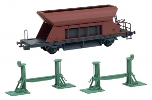 Faller 120323 2 Spindelhebeb�cke mit aufgebocktem Waggon H0