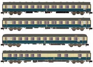 Hobbytrain H22206 4er Set Personenwagen DB, Ep.IV, Turnus Ferienzug, Set 1 N-Spur